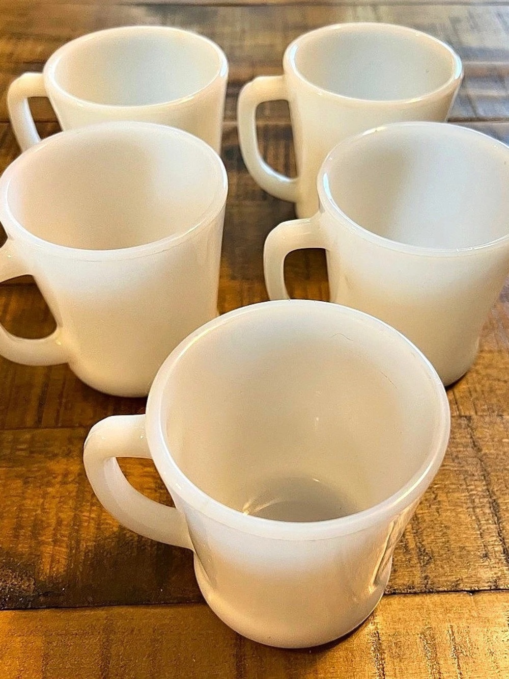 Vintage MCM Anchor Fire King White Milk Glass Coffee Mugs Cups USA Lot Of 5